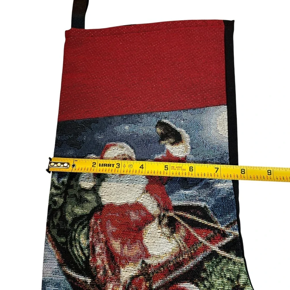 Dona Gelsinger Santa Delivering Sleigh Tapestry Christmas Stocking NEW